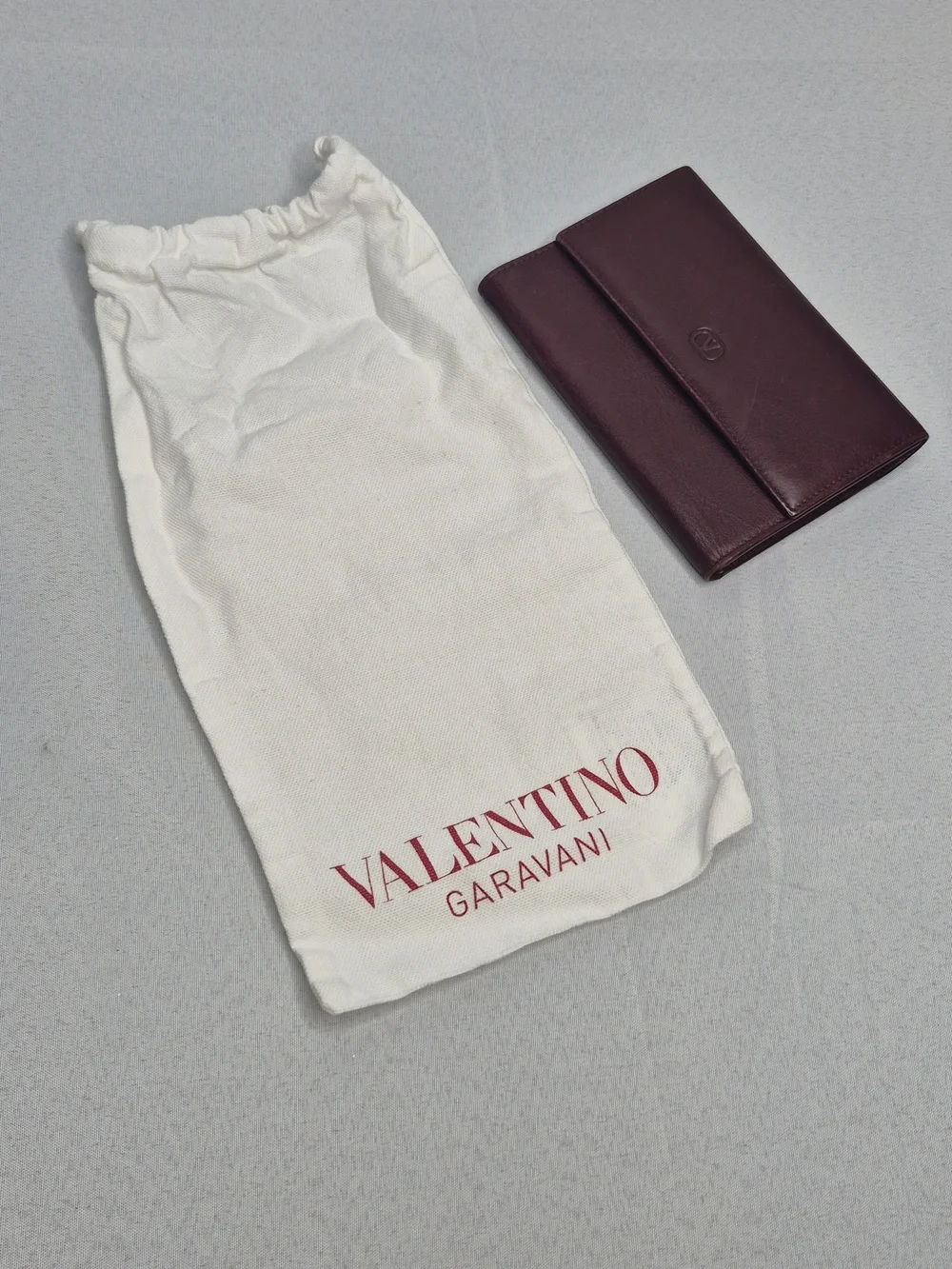 Valentino Garavani Burgundy Folded Leather Wallet NWOT